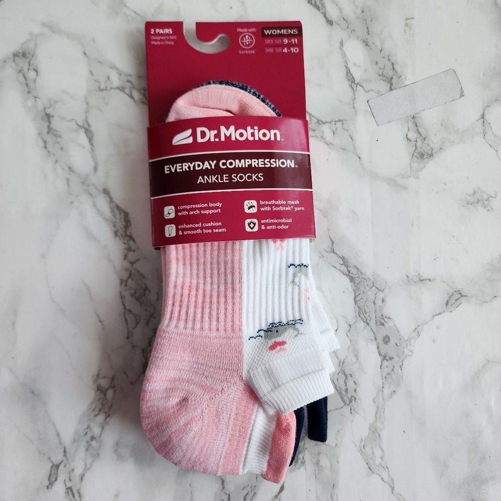 Dr. Motion Ankle Socks 2 Pairs Compression Socks Size Socks 9–11 Shoe 4-10